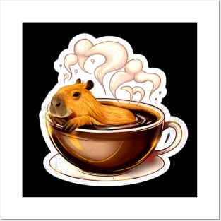 Caffeinated Capybara - Coffee and Naps Combined Design Posters and Art